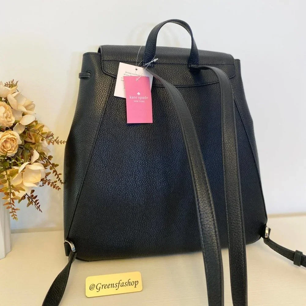 Kate Spade purse leila large flap backpack black_4